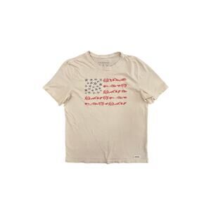 Life Is Good Sea Life American Flag lite Crusher Tee men’s Medium M beige july 4